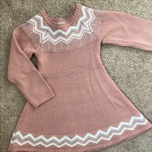 Nannette Mauve with Glitter Chevron Knit Fair Isle Sweater Dress